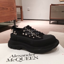 Alexander Mcqueen Fashion Sheepskin Black Thick Sole Sneakers For Men And Women