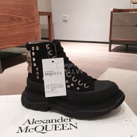 Alexander Mcqueen Fashion Sheepskin Black Thick Sole Sneakers For Men And Women