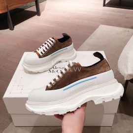 Alexander Mcqueen Fashion Sheepskin Thick Sole Sneakers For Men And Women Coffee