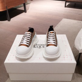 Alexander Mcqueen Fashion Sheepskin Thick Sole Sneakers For Men And Women Coffee
