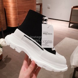 Alexander Mcqueen Fashion Sheepskin Thick Sole Sneakers Black For Men And Women
