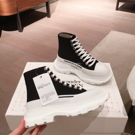 Alexander Mcqueen Fashion Sheepskin Thick Sole Sneakers Black For Men And Women