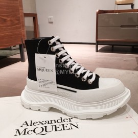 Alexander Mcqueen Fashion Sheepskin Thick Sole Sneakers Black For Men And Women