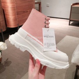 Alexander Mcqueen Fashion Sheepskin Thick Sole Sneakers For Men And Women Pink