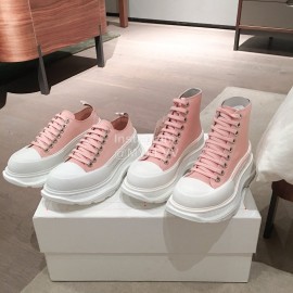 Alexander Mcqueen Fashion Sheepskin Thick Sole Sneakers For Men And Women Pink