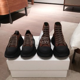 Alexander Mcqueen Fashion Sheepskin Thick Sole Sneakers For Men And Women Brown