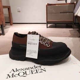 Alexander Mcqueen Fashion Sheepskin Thick Sole Sneakers For Men And Women Brown