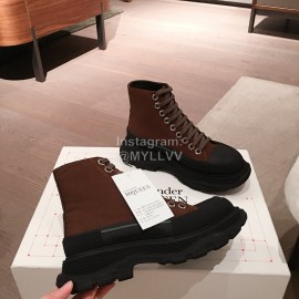 Alexander Mcqueen Fashion Sheepskin Thick Sole Sneakers For Men And Women Brown