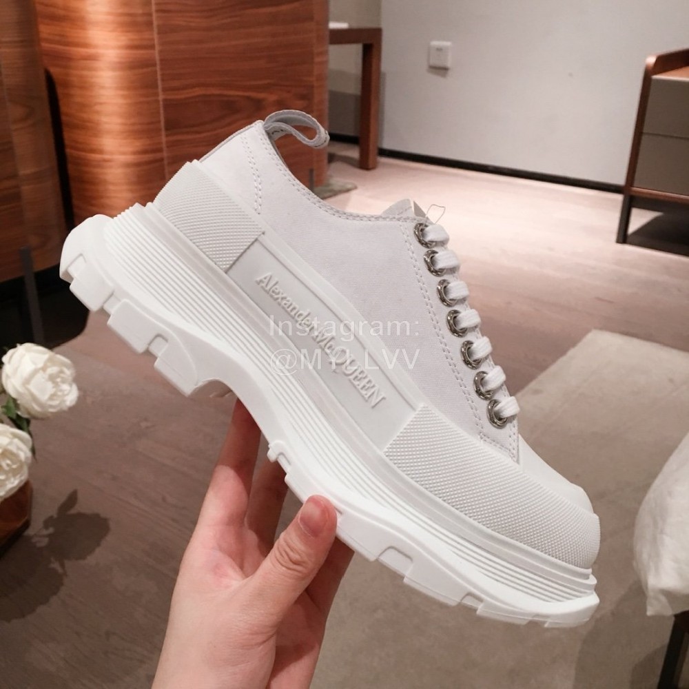 Alexander Mcqueen Fashion Sheepskin Thick Sole Sneakers For Men And Women White
