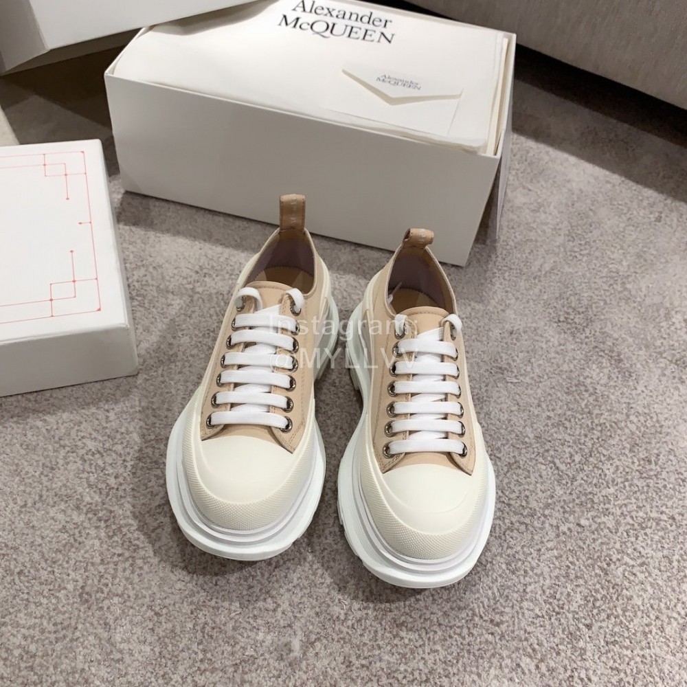 Alexander Mcqueen Autumn Winter New Thick Sole Canvas Shoes For Women Khaki