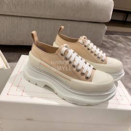 Alexander Mcqueen Autumn Winter New Thick Sole Canvas Shoes For Women Khaki