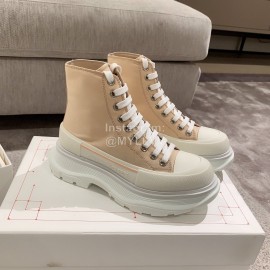 Alexander Mcqueen Autumn Winter New Thick Sole High Top Canvas Shoes For Women Khaki