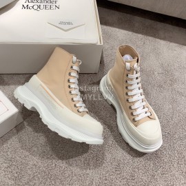 Alexander Mcqueen Autumn Winter New Thick Sole High Top Canvas Shoes For Women Khaki