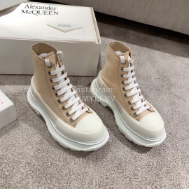 Alexander Mcqueen Autumn Winter New Thick Sole High Top Canvas Shoes For Women Khaki