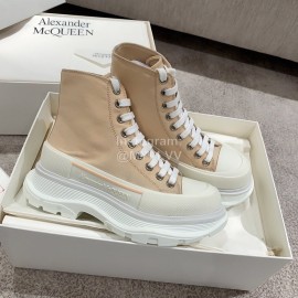 Alexander Mcqueen Autumn Winter New Thick Sole High Top Canvas Shoes For Women Khaki