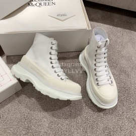Alexander Mcqueen Autumn Winter New Thick Sole High Top Canvas Shoes For Women White