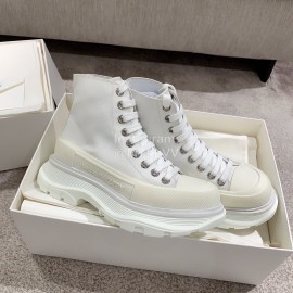 Alexander Mcqueen Autumn Winter New Thick Sole High Top Canvas Shoes For Women White