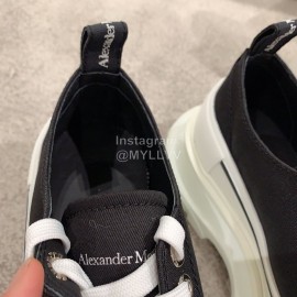 Alexander Mcqueen Autumn Winter New Thick Sole Canvas Shoes For Women Black