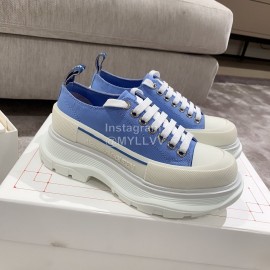 Alexander Mcqueen Autumn Winter New Thick Sole Canvas Shoes For Women Blue