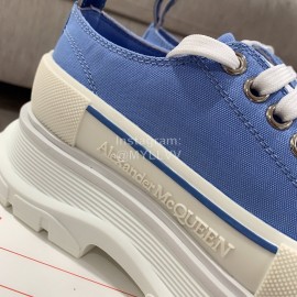 Alexander Mcqueen Autumn Winter New Thick Sole Canvas Shoes For Women Blue
