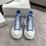 Alexander Mcqueen Autumn Winter New Thick Sole High Top Canvas Shoes For Women Blue