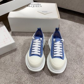 Alexander Mcqueen Autumn Winter New Thick Sole High Top Canvas Shoes For Women Blue
