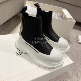 Alexander Mcqueen Autumn Winter New Thick Sole High Top Canvas Shoes For Women Black