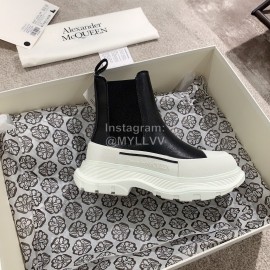 Alexander Mcqueen Autumn Winter New Thick Sole High Top Canvas Shoes For Women Black