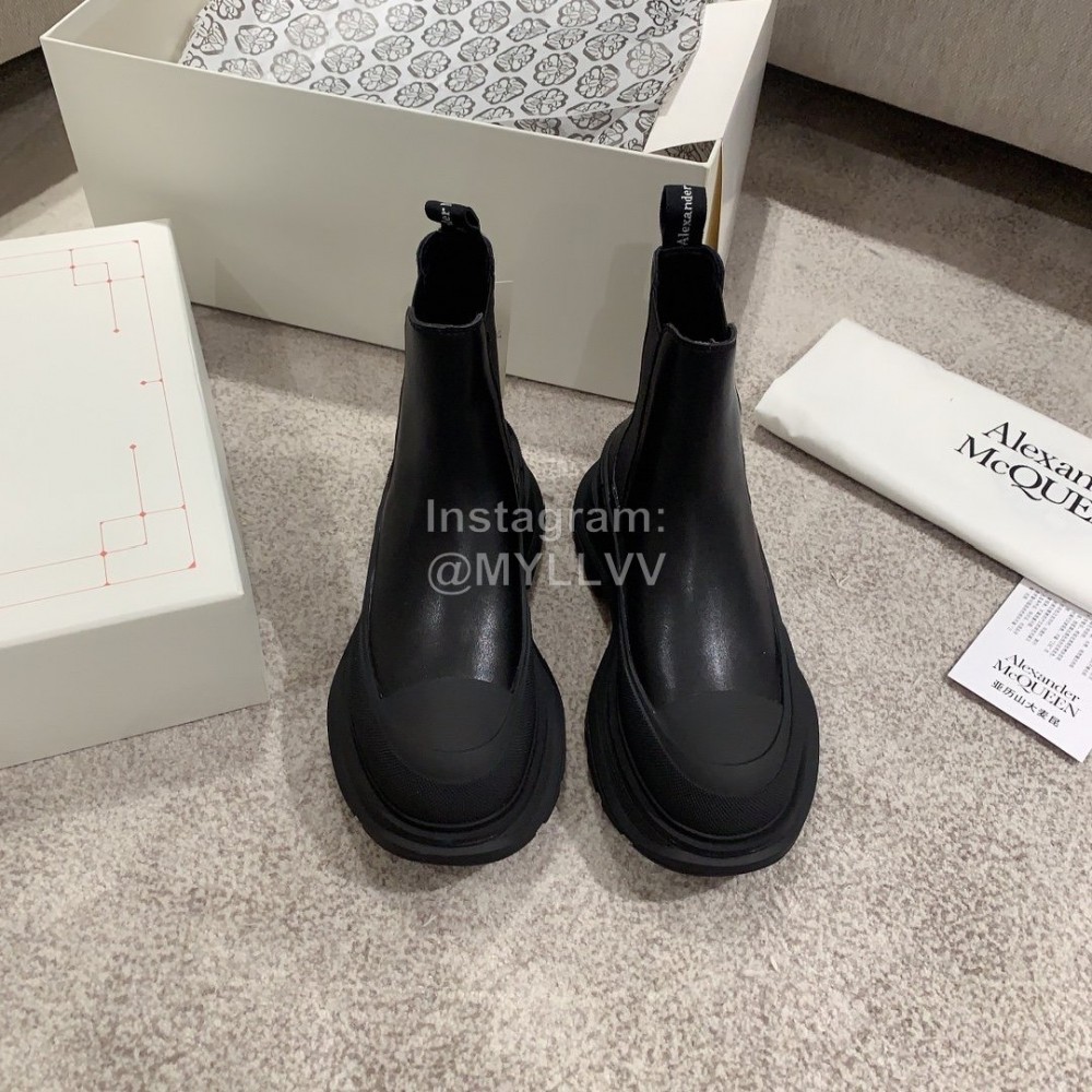 Alexander Mcqueen Autumn Winter New Thick Sole High Top Black Canvas Shoes For Women 