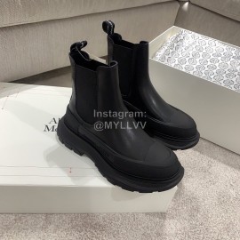 Alexander Mcqueen Autumn Winter New Thick Sole High Top Black Canvas Shoes For Women 