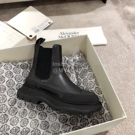 Alexander Mcqueen Autumn Winter New Thick Sole High Top Black Canvas Shoes For Women 