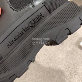 Alexander Mcqueen Autumn Winter New Thick Sole High Top Black Canvas Shoes For Women 