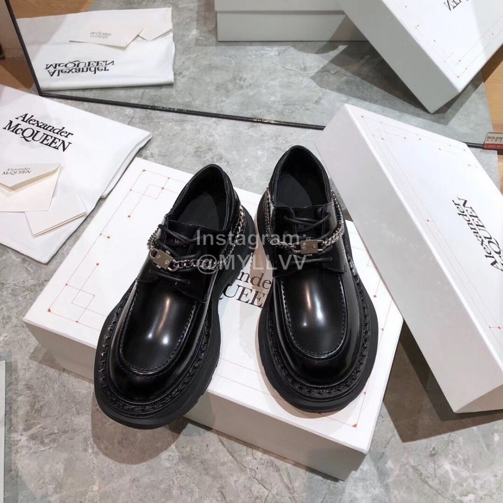 Alexander Mcqueen Fashion Black Calf Leather Chain Shoes For Women