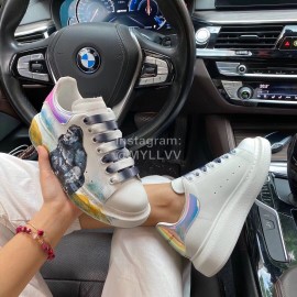 Alexander Mcqueen Printed Sheepskin Thick Soled Casual Shoes For Men And Women 