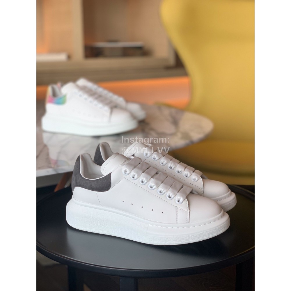 Alexander Mcqueen Upgrade Simple Gray Thick Soled Casual Shoes For Men And Women 