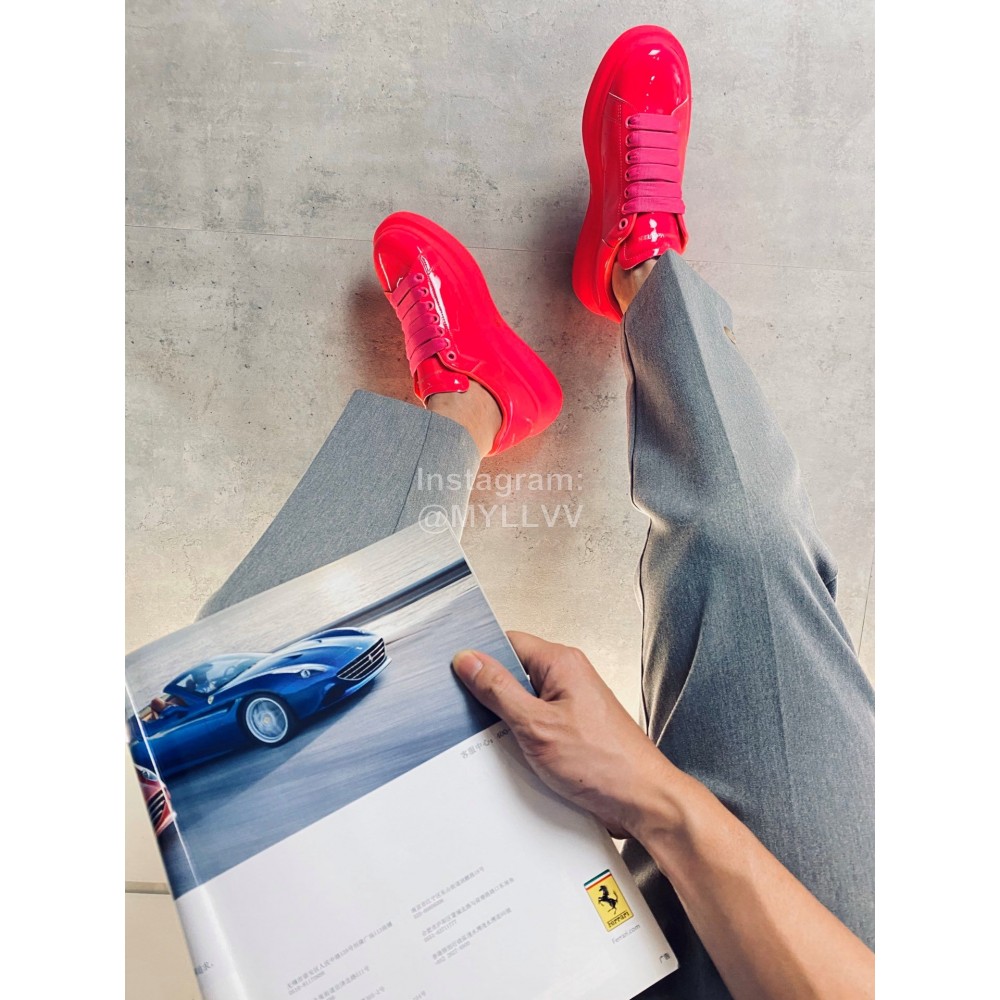 Alexander Mcqueen Fashion Simple Rose Red Casual Shoes For Men And Women