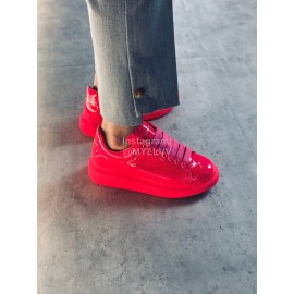 Alexander Mcqueen Fashion Simple Rose Red Casual Shoes For Men And Women