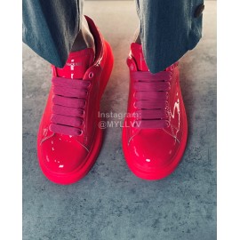 Alexander Mcqueen Fashion Simple Rose Red Casual Shoes For Men And Women