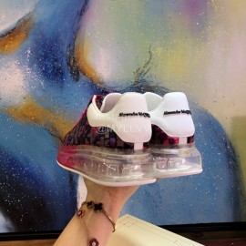 Alexander Mcqueen New Leather Woven Thick Soles Sneakers For Men And Women Rose Red