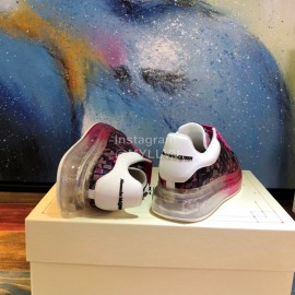 Alexander Mcqueen New Leather Woven Thick Soles Sneakers For Men And Women Rose Red