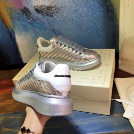 Alexander Mcqueen New Leather Woven Thick Soles Sneakers For Men And Women Coffee