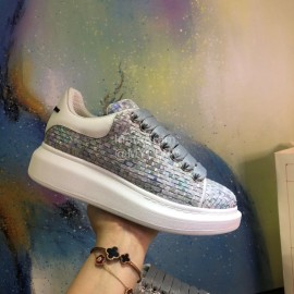 Alexander Mcqueen New Leather Woven Thick Soles Sneakers For Men And Women