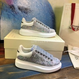 Alexander Mcqueen New Leather Woven Thick Soles Sneakers For Men And Women