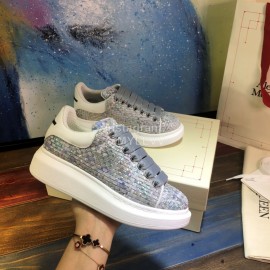 Alexander Mcqueen New Leather Woven Thick Soles Sneakers For Men And Women