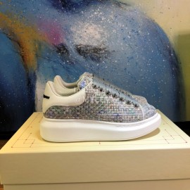 Alexander Mcqueen New Leather Woven Thick Soles Sneakers For Men And Women