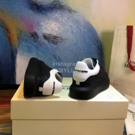 Alexander Mcqueen New Leather Woven Thick Soles Sneakers For Men And Women Black