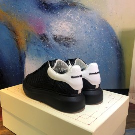 Alexander Mcqueen New Leather Woven Thick Soles Sneakers For Men And Women Black