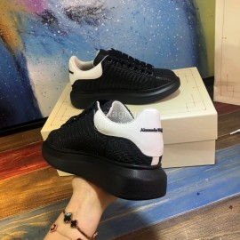 Alexander Mcqueen New Leather Woven Thick Soles Sneakers For Men And Women Black