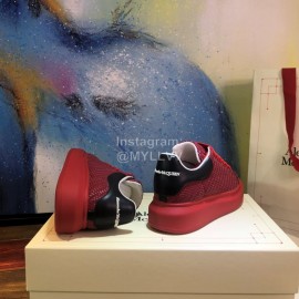Alexander Mcqueen New Leather Woven Thick Soles Sneakers For Men And Women Red