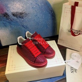Alexander Mcqueen New Leather Woven Thick Soles Sneakers For Men And Women Red